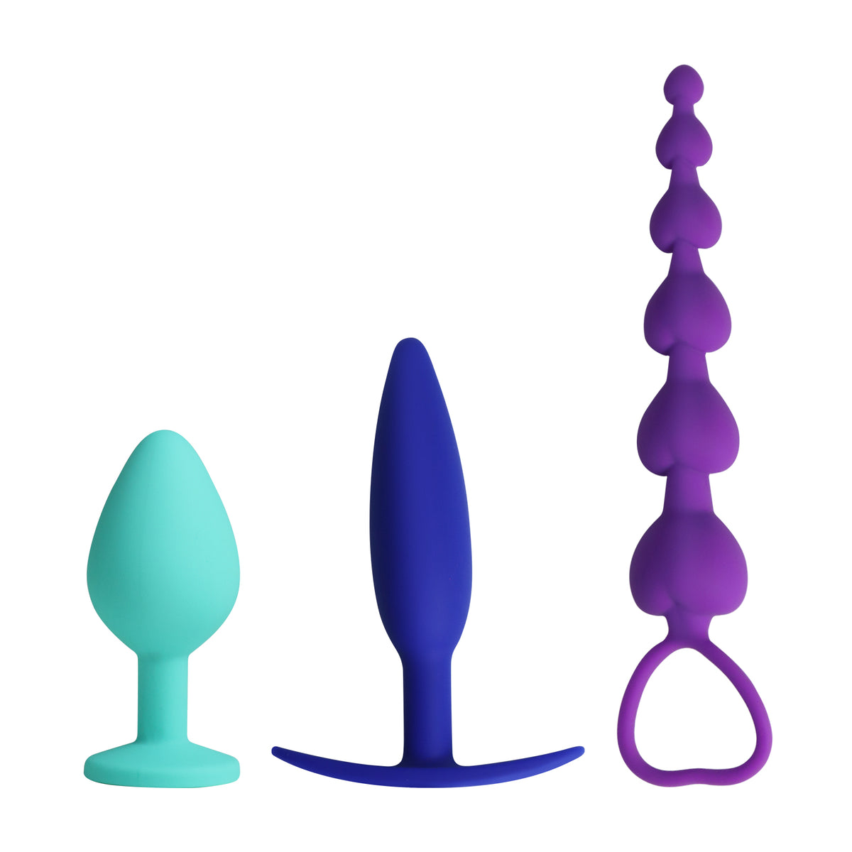 3-Piece Silicone Anal Plug & Bead Set – Graduated Training Kit with Pull Ring
