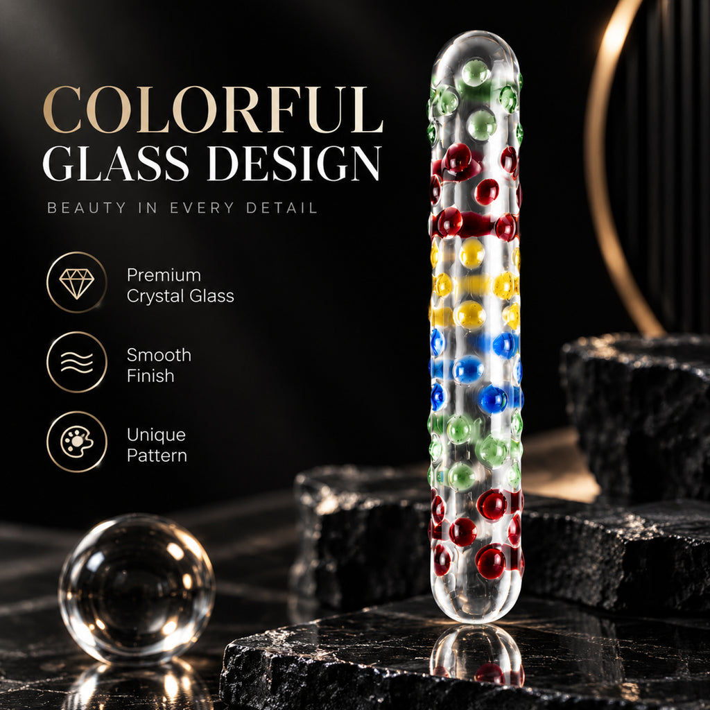 6.73-Inch Colorful Glass Massage Wand – Polka Dot Design & Smooth Surface