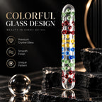 6.73-Inch Colorful Glass Massage Wand – Polka Dot Design & Smooth Surface