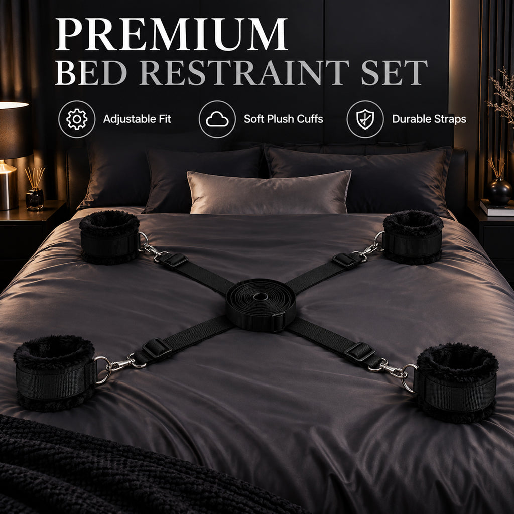 6-Piece Under-Bed Bondage Restraint Set – Adjustable Straps & Plush Cuffs