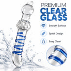 7.48-Inch Clear Glass Dildo – Spiral Textured Double-Ended Design