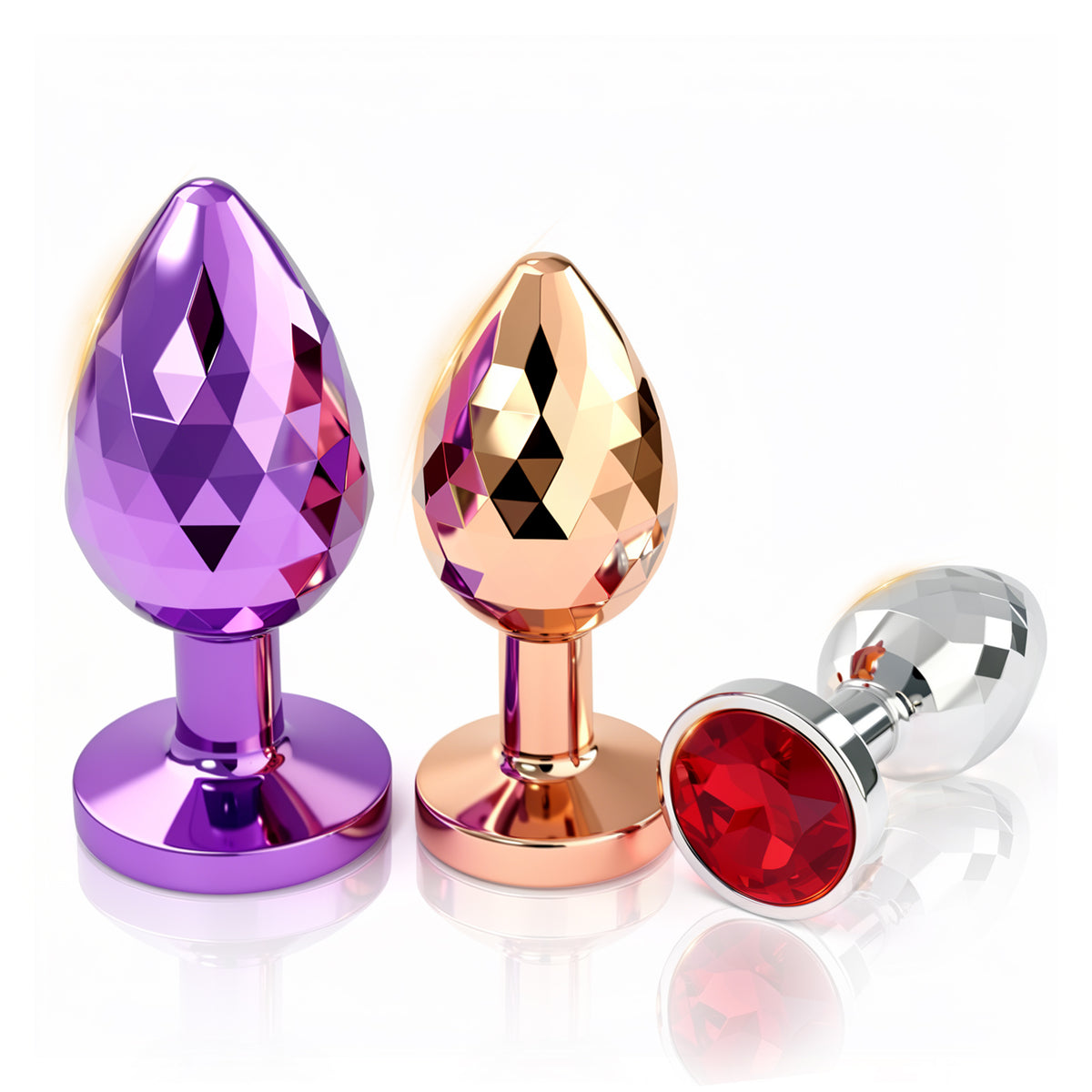 3-Piece Stainless Steel Crystal Anal Plug Set - image 1