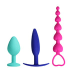 3-Piece Silicone Anal Plug & Bead Set – Graduated Training Kit with Pull Ring