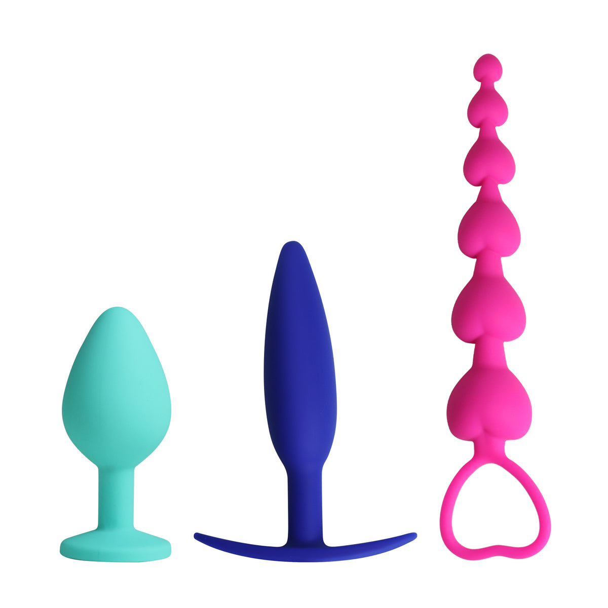 3-Piece Silicone Anal Plug & Bead Set – Graduated Training Kit with Pull Ring