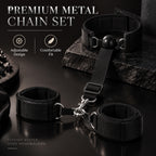 Adjustable PU Leather Collar & Wrist Cuff Set – Metal Chain with Ball Gag