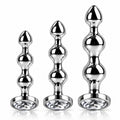 3-Piece Jeweled Metal Anal Plug Set – Silver Finish, 3 Graduated Sizes