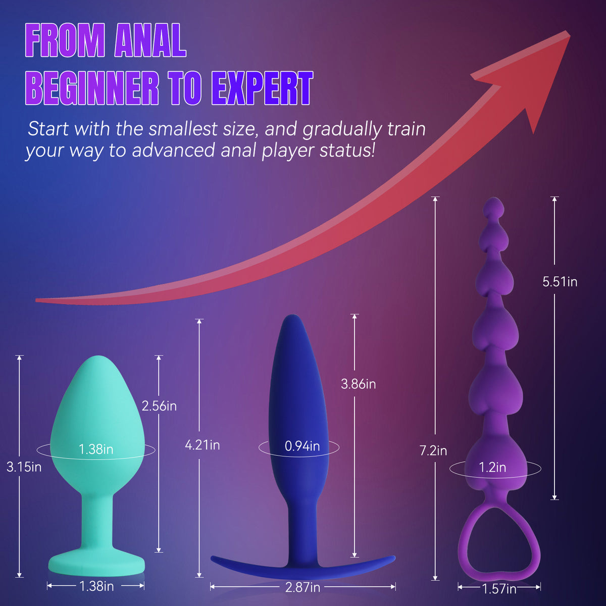 3-Piece Silicone Anal Plug & Bead Set – Graduated Training Kit with Pull Ring