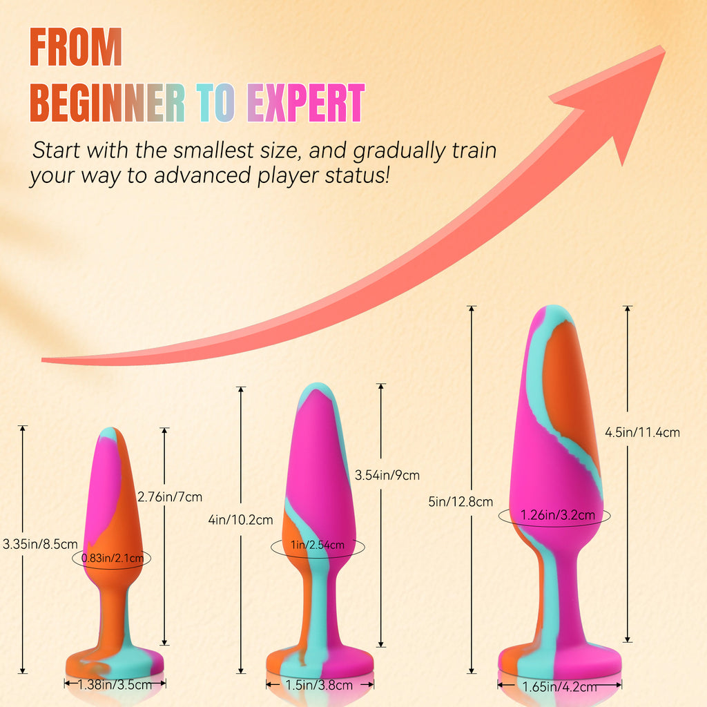 3-Piece Silicone Anal Plug Set with Jewel Bases