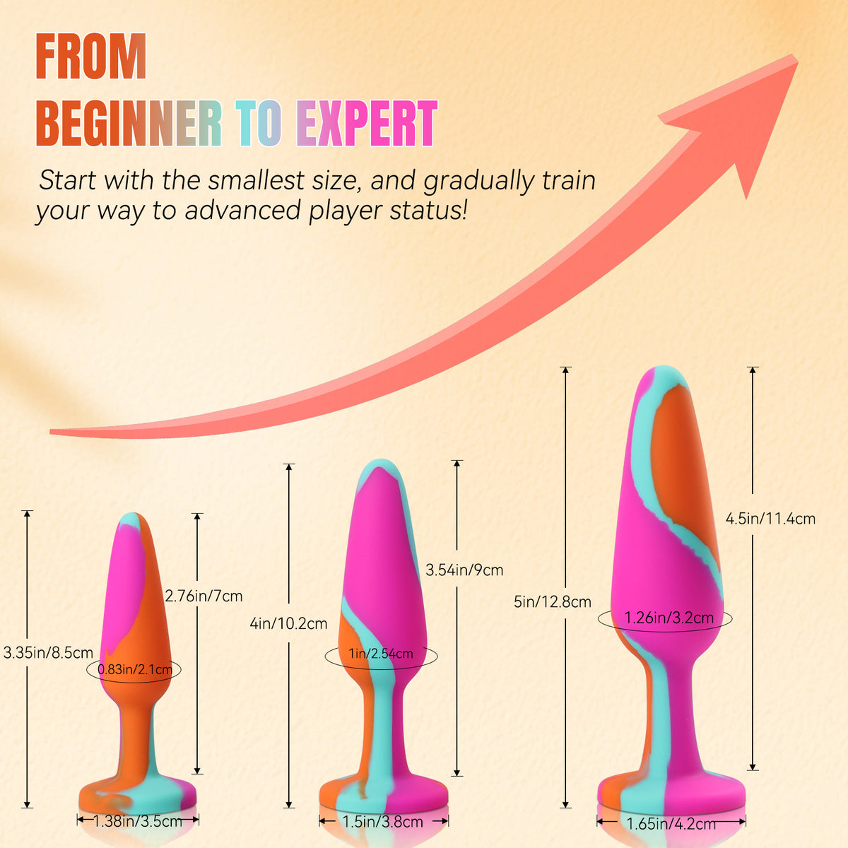 3-Piece Silicone Anal Plug Set with Jewel Bases