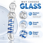7.48-Inch Clear Glass Dildo – Spiral Textured Double-Ended Design