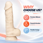 7.87-Inch Curved Silicone Dildo with Suction Cup