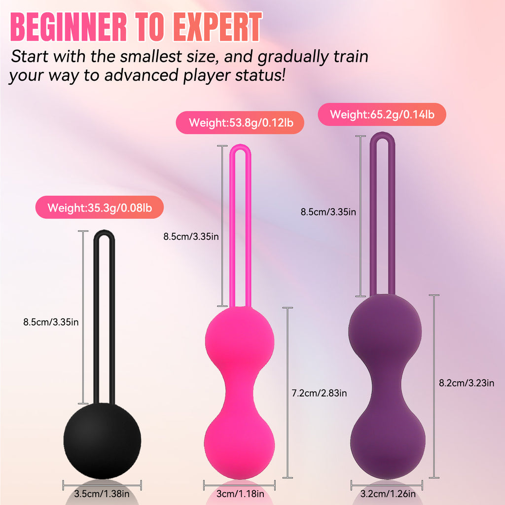 3-Piece Kegel Ball Set for Women – Silicone Pelvic Floor Exercisers with Graduated Weights