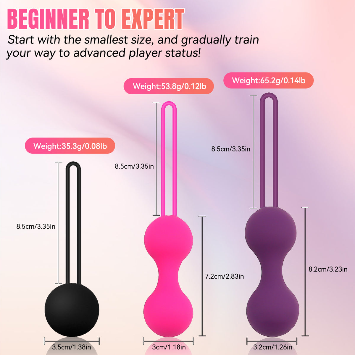 3-Piece Kegel Ball Set for Women – Silicone Pelvic Floor Exercisers with Graduated Weights