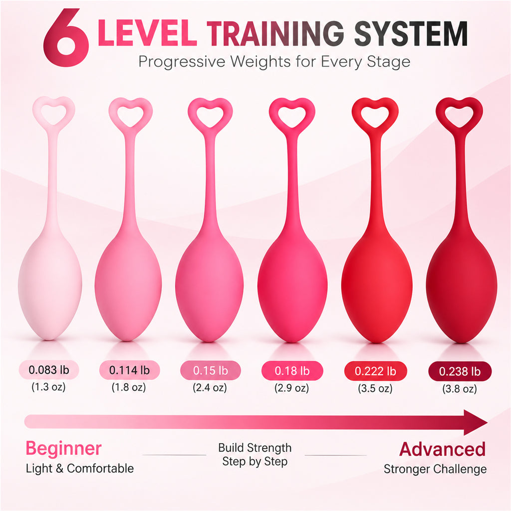 6-Piece Kegel Weight Set for Women – Silicone Pelvic Floor Exercisers with Progressive Training