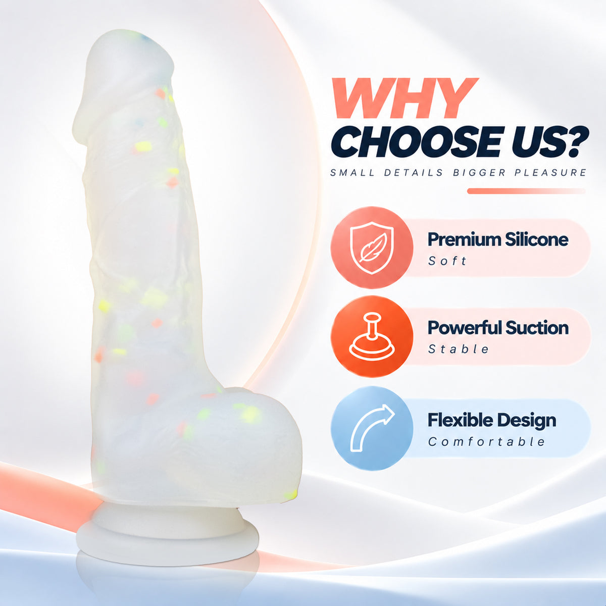 7.95-Inch Curved Silicone Dildo with Suction Cup