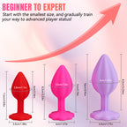 3-Piece Colorful Silicone Anal Plug Set – Graduated Sizes with Crystal Jewel Bases