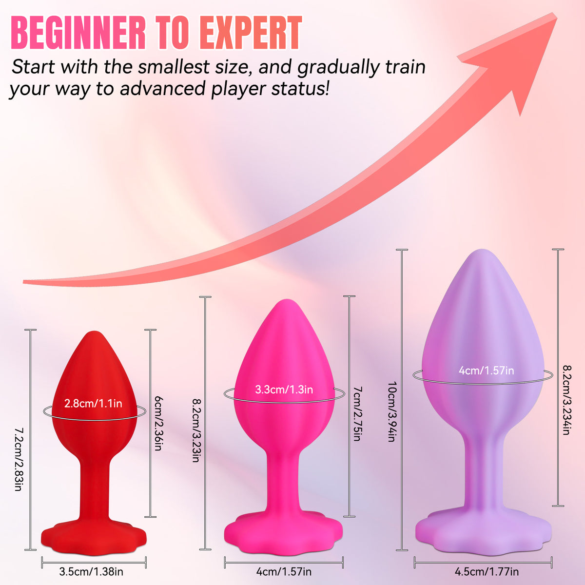 3-Piece Colorful Silicone Anal Plug Set – Graduated Sizes with Crystal Jewel Bases