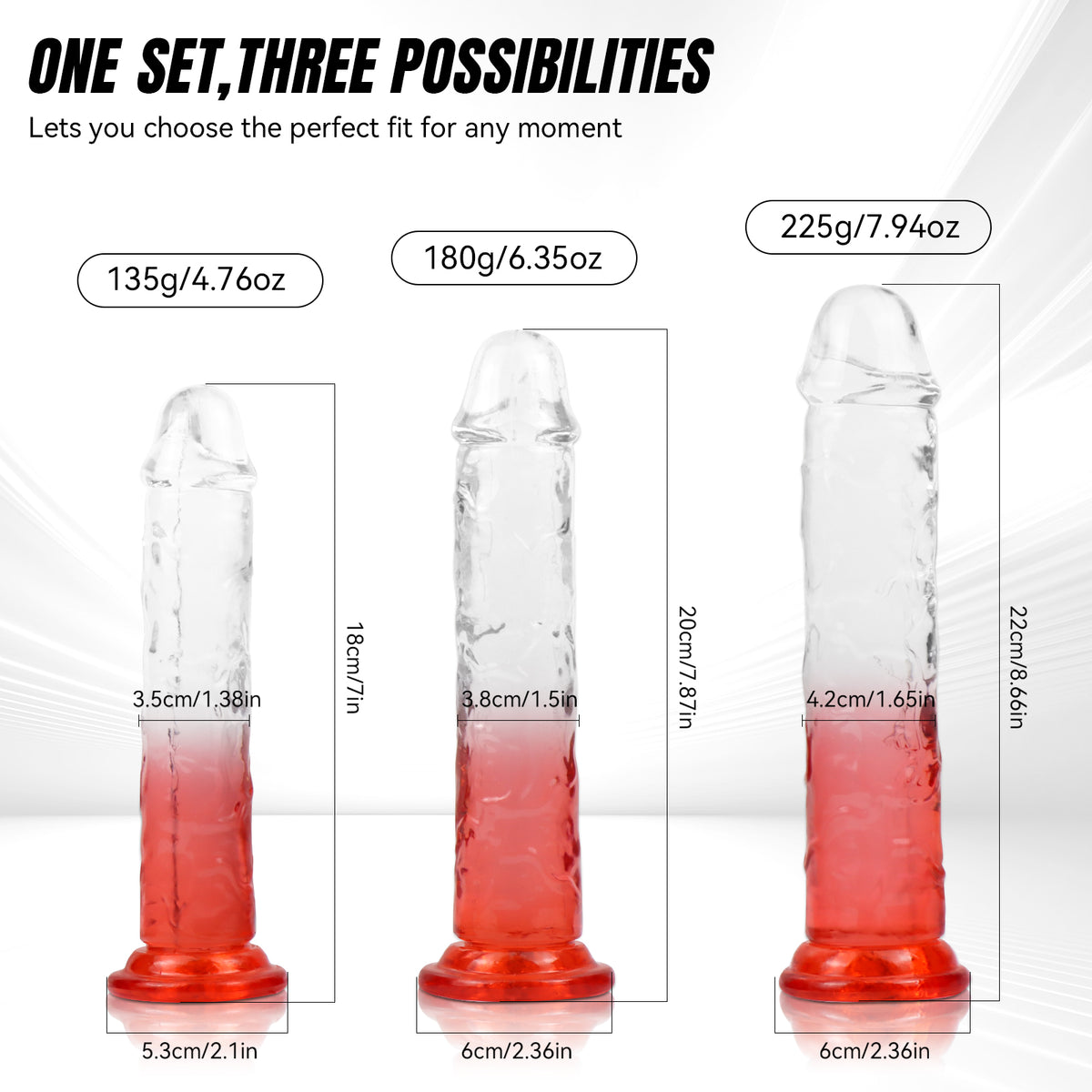 3-Piece Clear TPE Dildo Set with Suction Bases - image 2