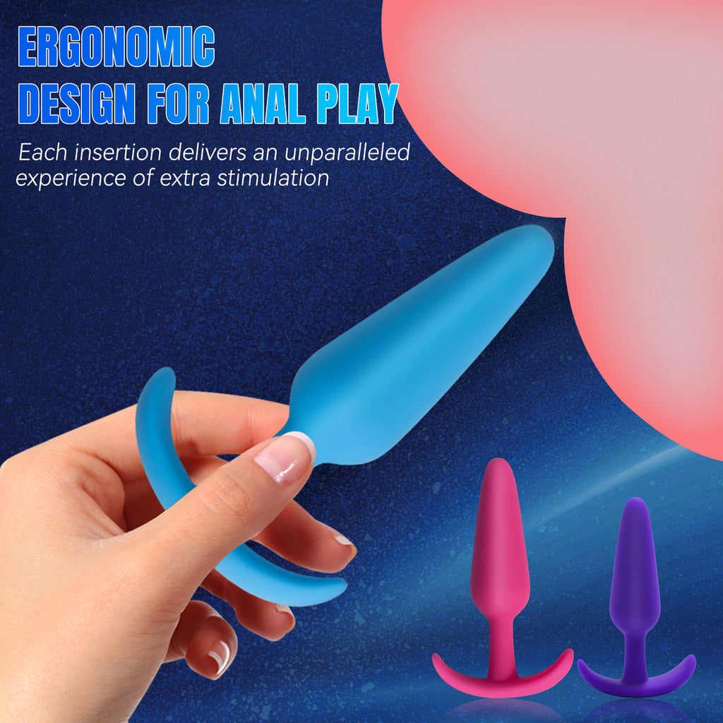 3-Piece Color Swirl Silicone Anal Plug Set - image 3