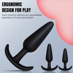 3-Piece Black Silicone Anal Plug Set – Graduated Sizes with Flared Bases