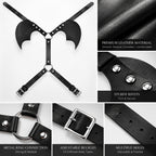 Black PU Leather Bat Wing Harness – Adjustable Unisex Halloween Costume