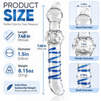 7.48-Inch Clear Glass Dildo – Spiral Textured Double-Ended Design