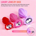 3-Piece Colorful Silicone Anal Plug Set – Graduated Sizes with Crystal Jewel Bases