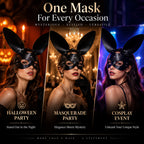 Black PU Leather Rabbit Ear Mask – Adjustable Unisex Masquerade Costume