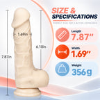 7.87-Inch Curved Silicone Dildo with Suction Cup