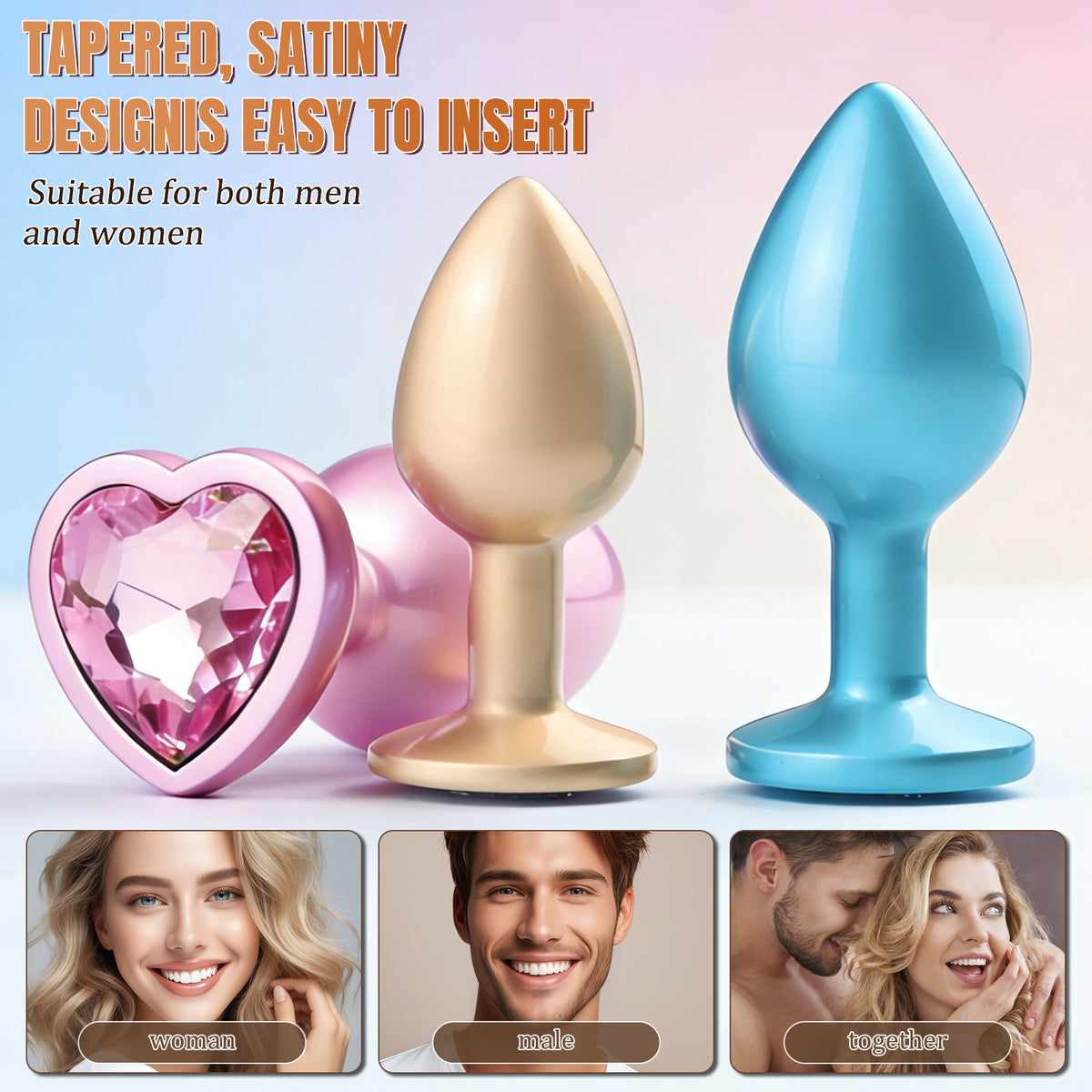 3-Piece Metal Anal Plug Set – Graduated Sizes with Jewel-Inspired Bases
