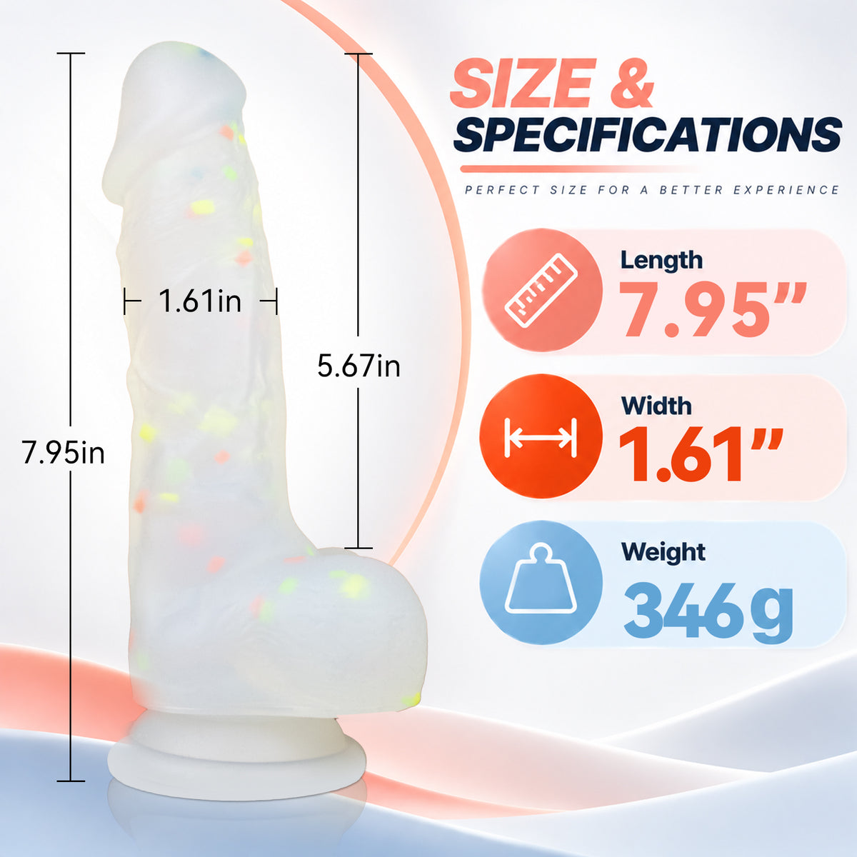 7.95-Inch Curved Silicone Dildo with Suction Cup