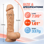 7.99-Inch Realistic Silicone Dildo with Suction Cup – Soft Flexible Design
