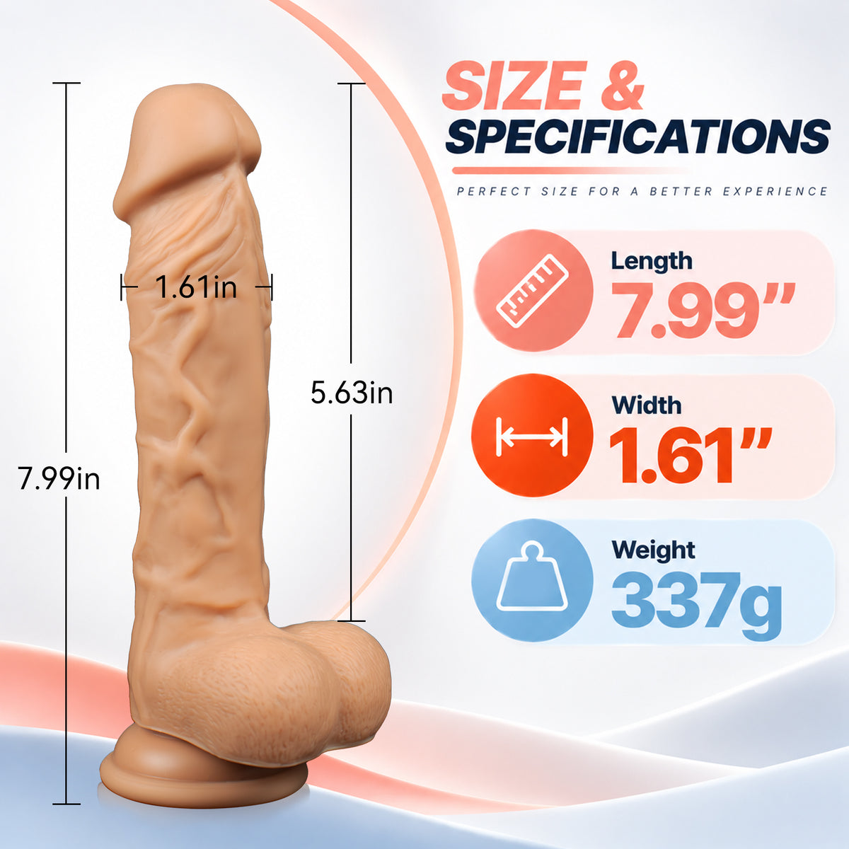 7.99-Inch Realistic Silicone Dildo with Suction Cup – Soft Flexible Design