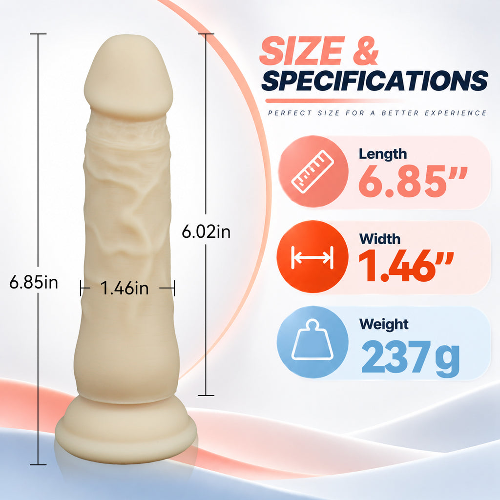 6.85-Inch Silicone Dildo with Suction Cup