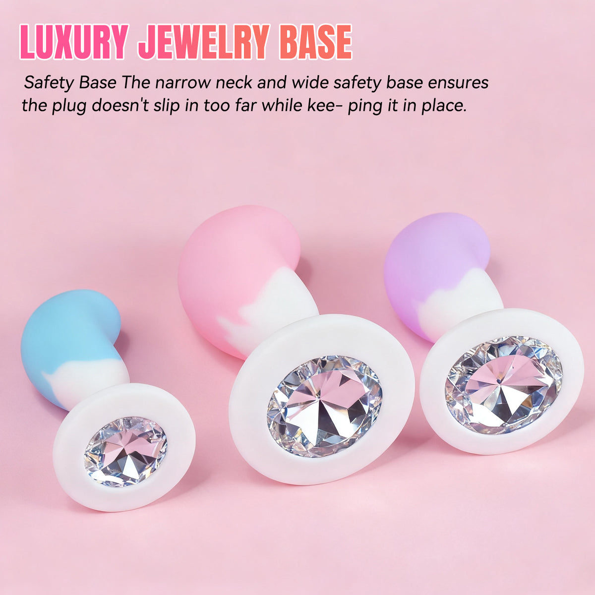 3-Piece Curved Silicone Anal Plug Set – Graduated Sizes with Jewel Bases