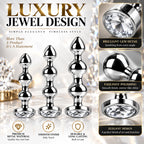 3-Piece Jeweled Metal Anal Plug Set – Silver Finish, 3 Graduated Sizes