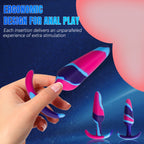 3-Piece Silicone Anal Plug Set – Graduated Sizes with Flared Bases & Multicolor Design