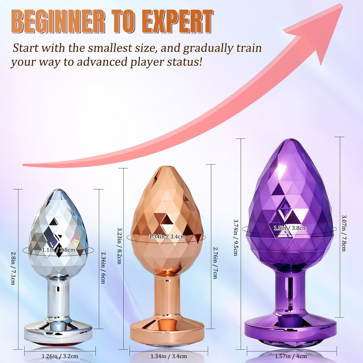3-Piece Stainless Steel Crystal Anal Plug Set - image 2
