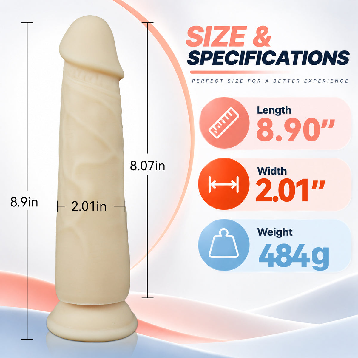 8.90-Inch Silicone Dildo with Suction Cup