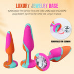 3-Piece Silicone Anal Plug Set with Jewel Bases