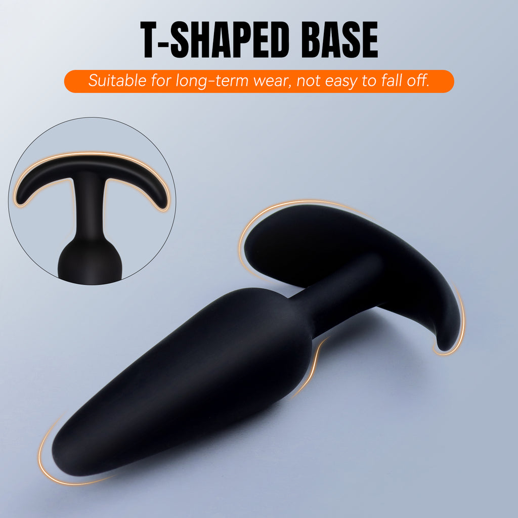 3-Piece Black Silicone Anal Plug Set – Graduated Sizes with Flared Bases