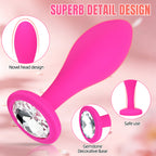 3-Piece Rose Pink Silicone Anal Plug Set – Graduated Sizes with Crystal Jewel Bases