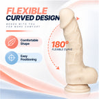 7.87-Inch Curved Silicone Dildo with Suction Cup