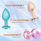 3-Piece Metal Anal Plug Set – Graduated Sizes with Jewel-Inspired Bases