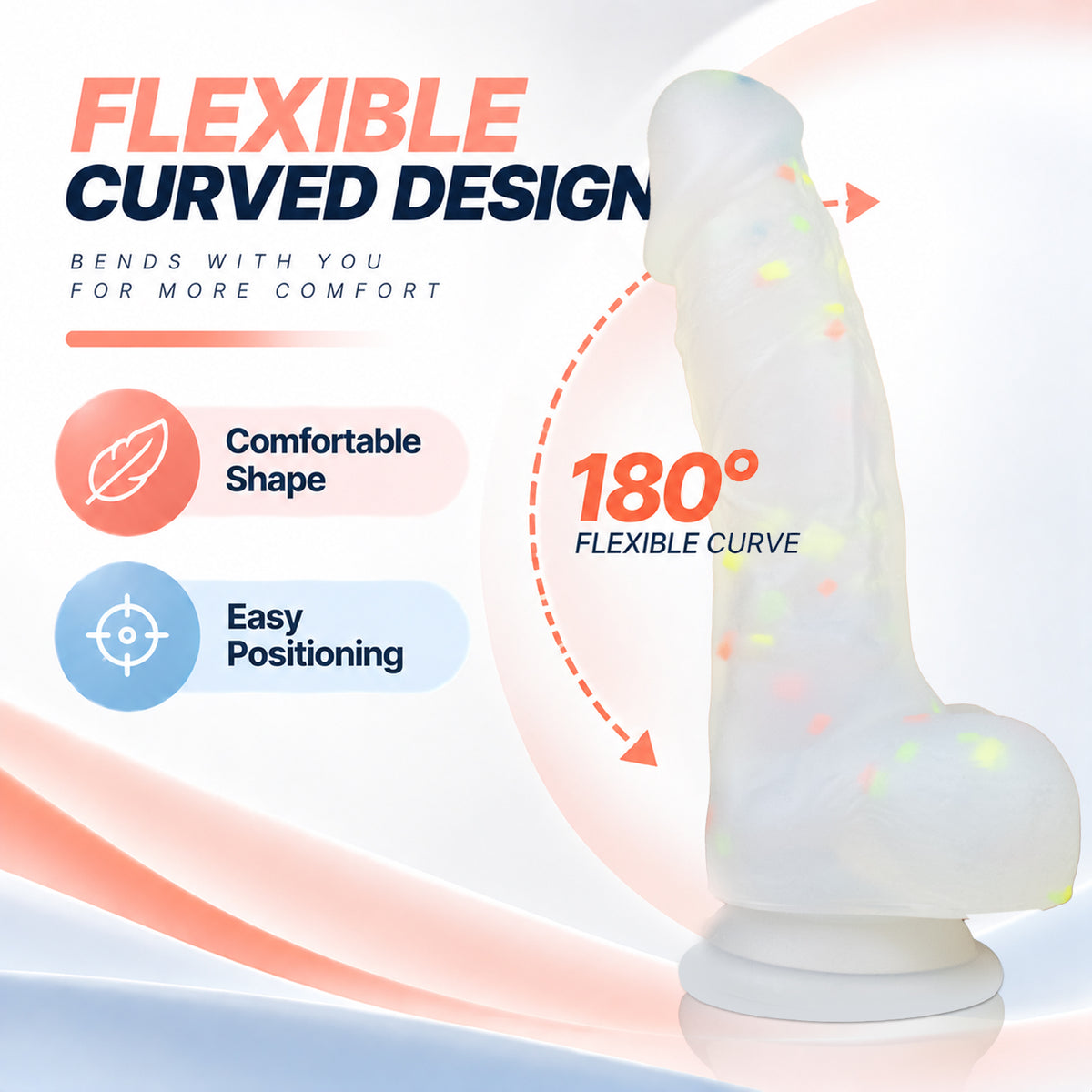 7.95-Inch Curved Silicone Dildo with Suction Cup