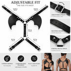 Black PU Leather Bat Wing Harness – Adjustable Unisex Halloween Costume