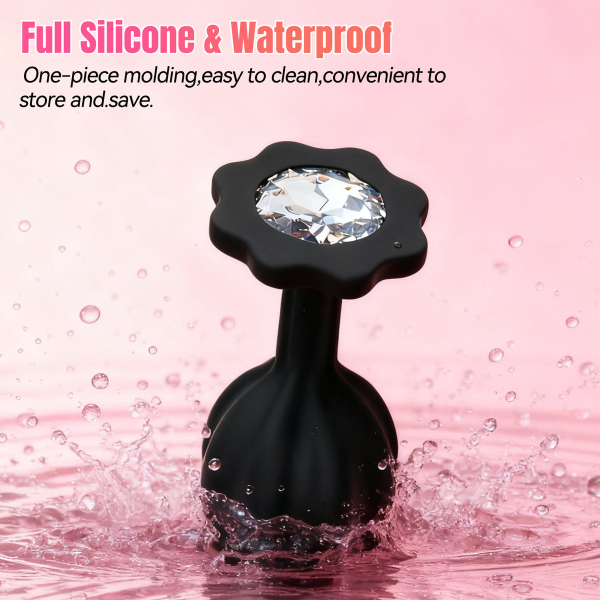 3-Piece Black Silicone Anal Plug Set – Graduated Sizes with Crystal Jewel Bases