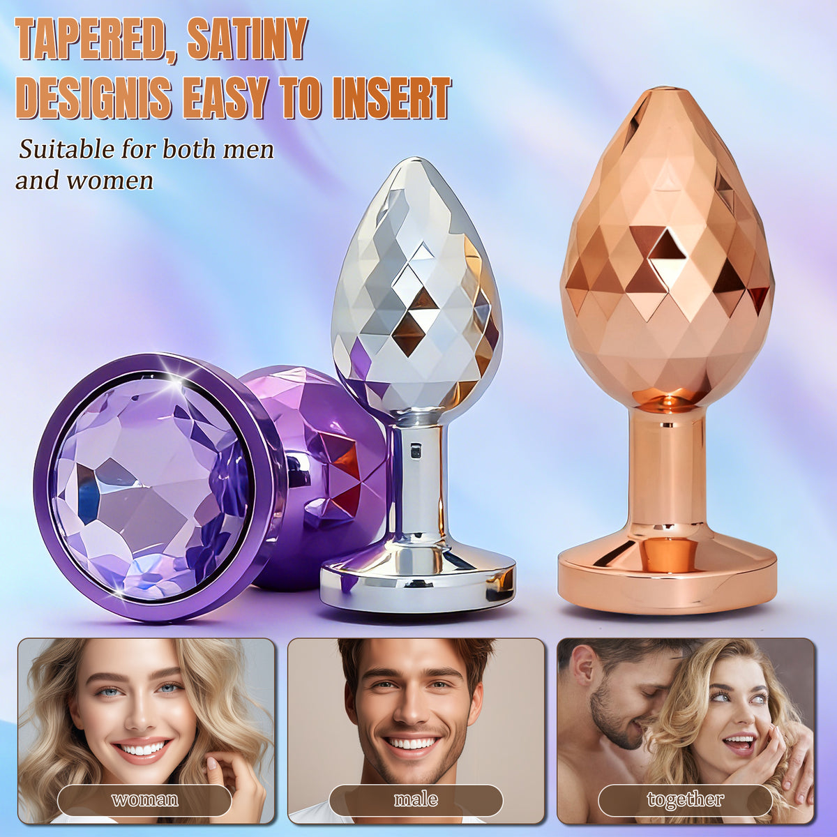 3-Piece Stainless Steel Crystal Anal Plug Set - image 3