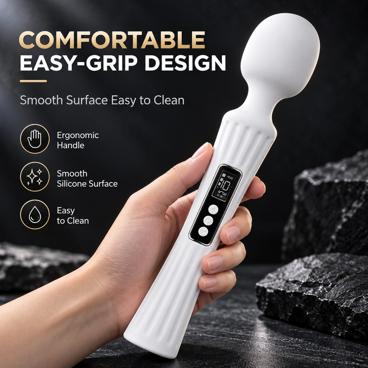 Rechargeable Vibrating Massage Wand with LCD Display
