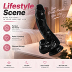 7.09-Inch Realistic TPE Dildo with Suction Cup – Soft Flexible Black Design